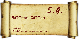 Sáros Géza névjegykártya